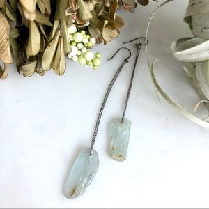 Vintage antique aquamarine quartz drop earrings